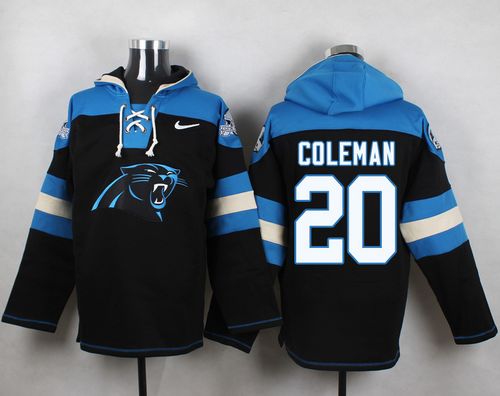 Nike Panthers #20 Kurt Coleman Black Player Pullover NFL Hoodie - Click Image to Close